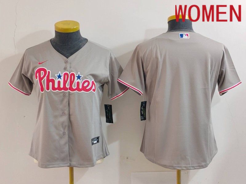 Women Philadelphia Phillies Blank Grey Game 2024 Nike MLB Jersey style 2->women mlb jersey->Women Jersey